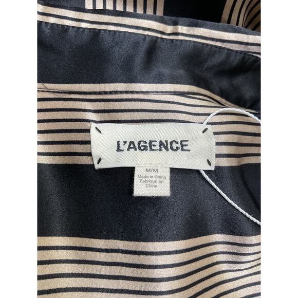 L'Agence 'Tyler' Black Silk Long Sleeve Silk Button-Up Shirt Size M - Picture 4 of 6